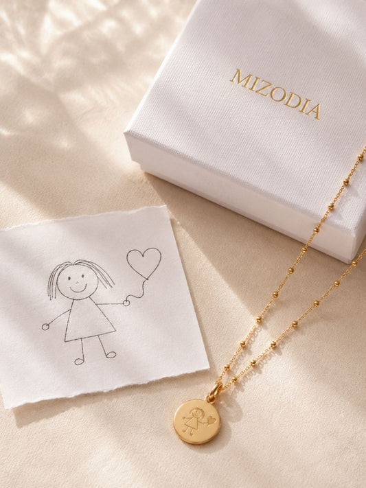 Eigene Zeichnung als Schmuck mit Kinderzeichnung und personalisierter Kette