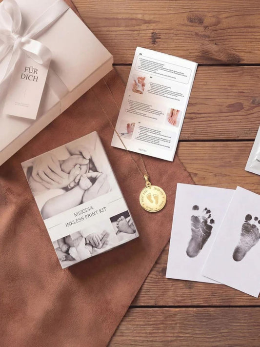 Last Minute personalisiertes Geschenk mit Mizodia Gutschein-Geschenkbox und Abdrucksets