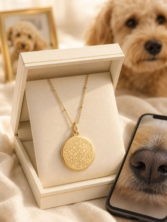 Personalisierte Nasenabdruck-Kette für Hunde als Erinnerung aus einem Foto
