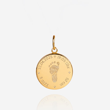 Birth Details + Footprint Charm Solid