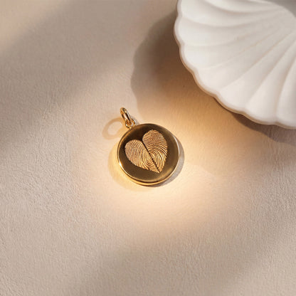 Fingerabdruck Herz mit zwei Abdrücken Charm Echtgold