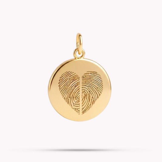 Fingerabdruck Herz mit zwei Abdrücken Charm Echtgold