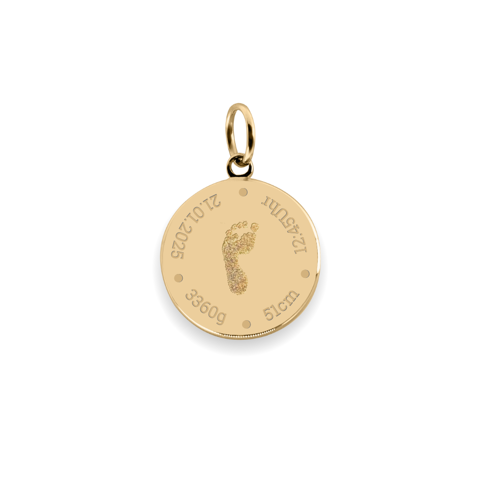 Geburtsdaten + Fußabdruck Charm Echtgold