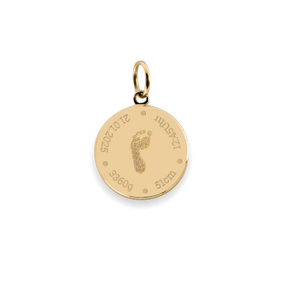 Geburtsdaten + Fußabdruck Charm Echtgold