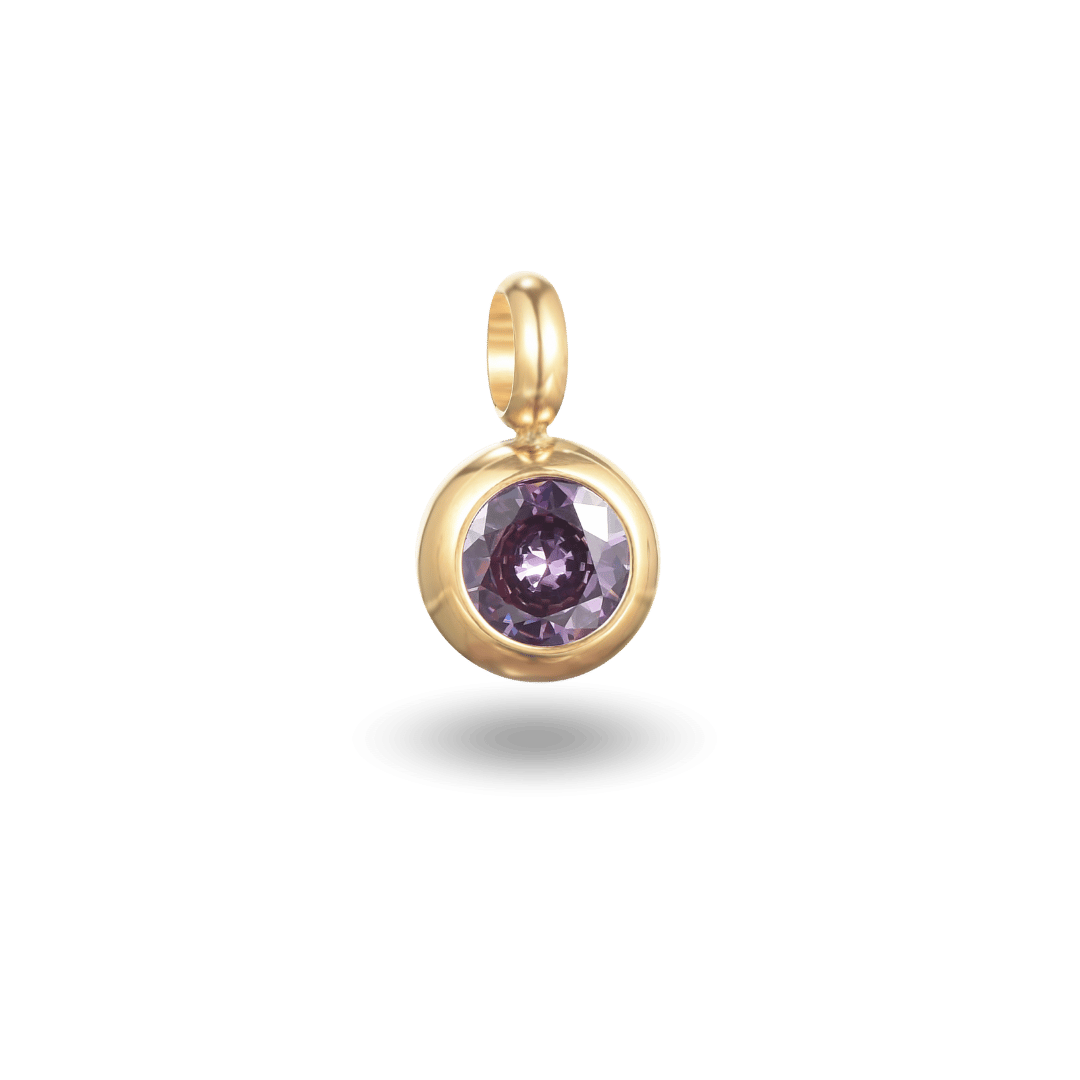 February Round Birthstone Charm