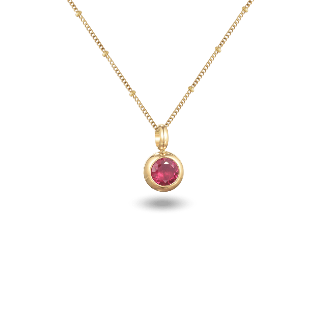July round birthstone necklace