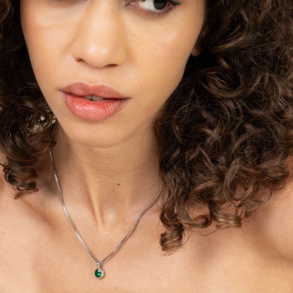 May round birthstone necklace