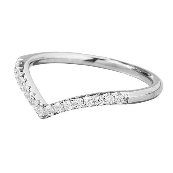 V-Form Ring Lyna mit Steinbesatz - 925 Silber