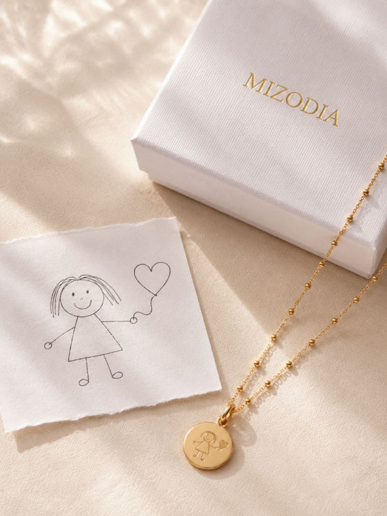 Eigene Zeichnung als Schmuck mit Kinderzeichnung und personalisierter Kette