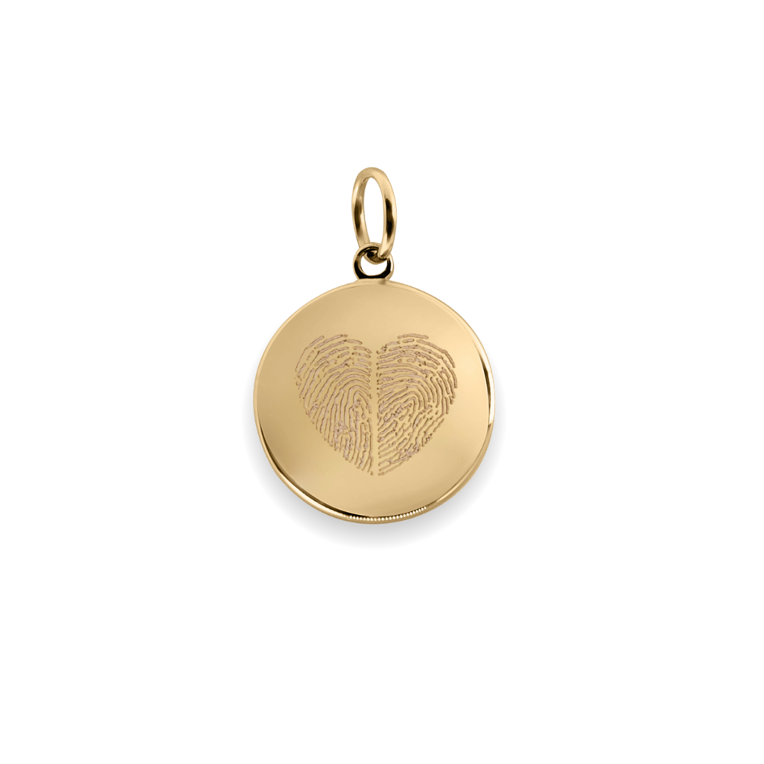 Fingerabdruck Herz mit zwei Abdrücken Charm Echtgold