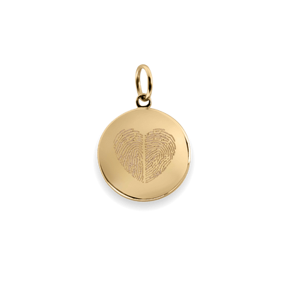 Fingerabdruck Herz mit zwei Abdrücken Charm Echtgold