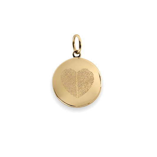 Fingerabdruck Herz mit zwei Abdrücken Charm Echtgold