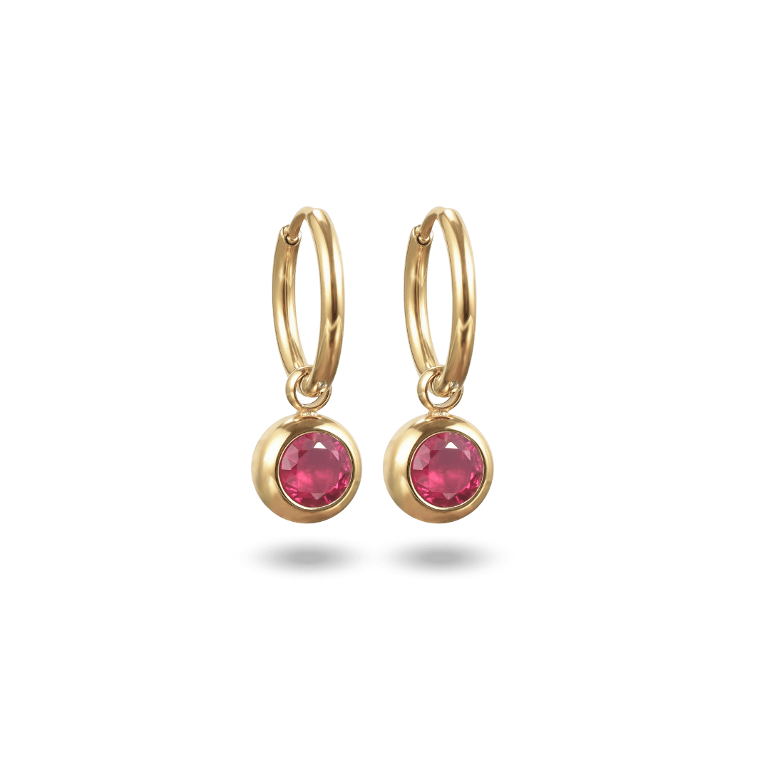 July round birthstone hoops