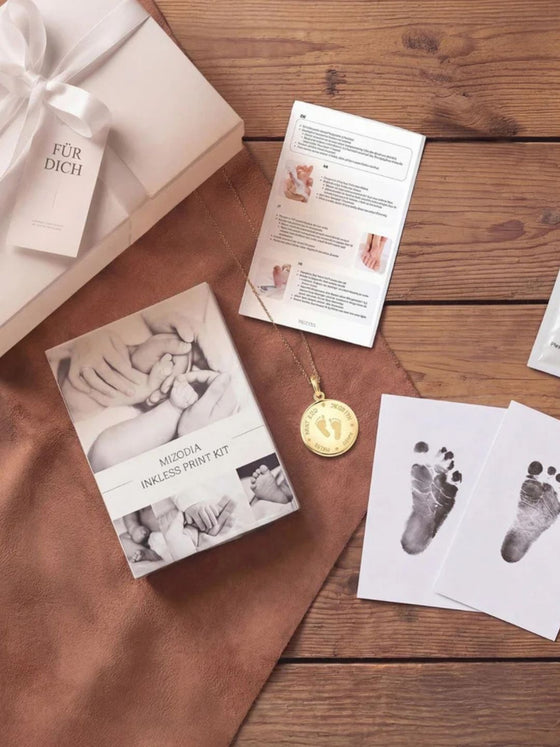 Last Minute personalisiertes Geschenk mit Mizodia Gutschein-Geschenkbox und Abdrucksets