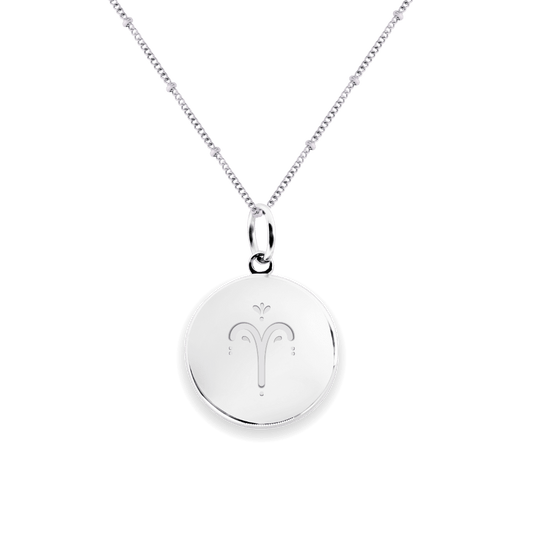 Ciondolo Rotondo Zodiacale In Argento Sterling 925 Con Dettaglio Blu - Regalo Compleanno - Foto 2